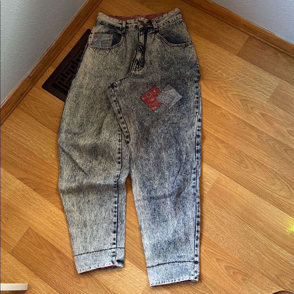 RARE VTG 80s/90s Breaker Jeans Acid Wash Patchwork Mom Jeans EUC 24W